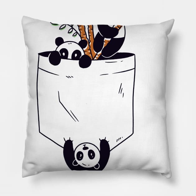 Pandas in Pocket Shirt Pillow by A&P