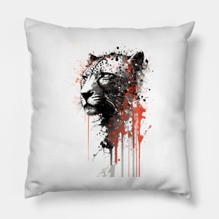 Ink Portrait of A Leopard Pillow