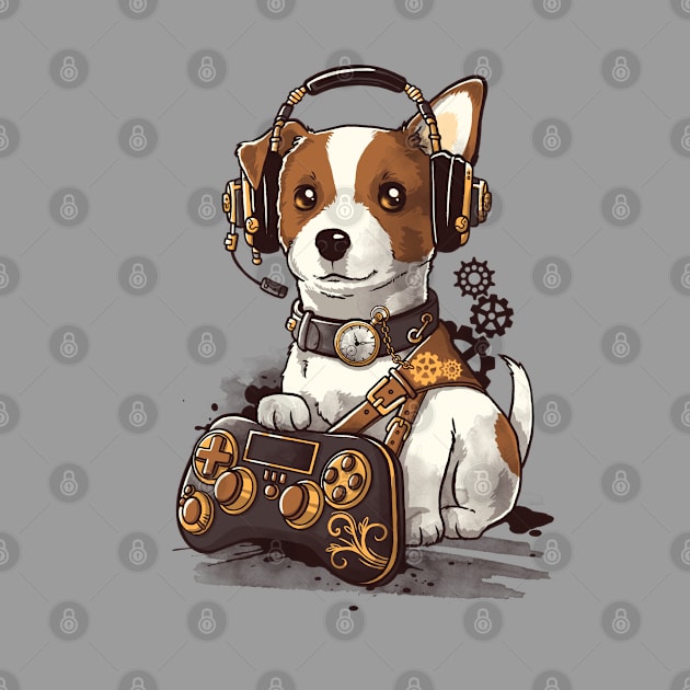 Steampunk gamer dog by NemiMakeit