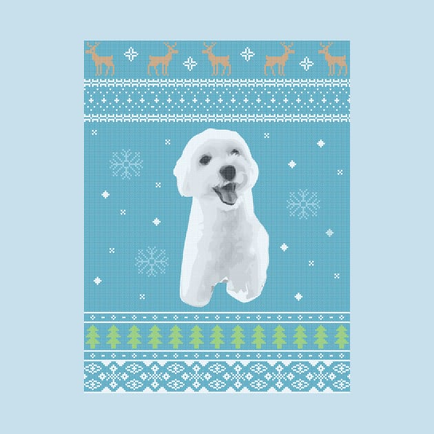 Maltipoo Ugly Christmas Sweater in Blue by gabradoodle