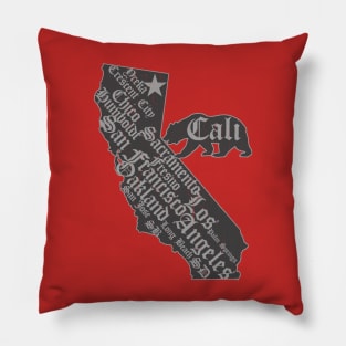 California Bear State Map (vintage distressed look) Pillow