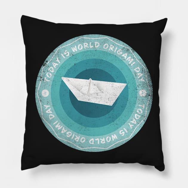 Today is World Origami Day Badge Pillow by lvrdesign