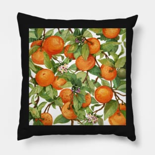 Watercolor orange branch with leaves Pillow