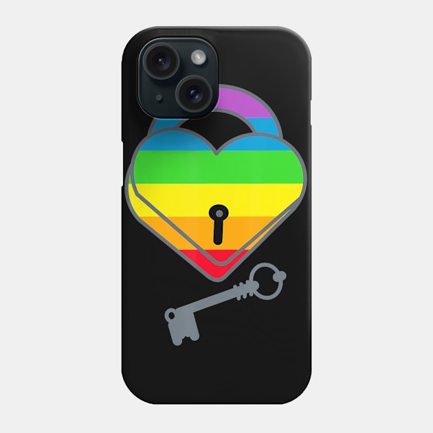 Heart Lock and Key Rainbow LGBT Supporter Pride Phone Case by prunioneman