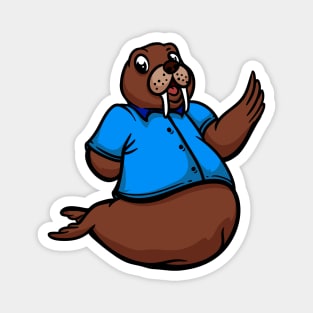Cute Anthropomorphic Human-like Cartoon Character Walrus in Clothes Magnet