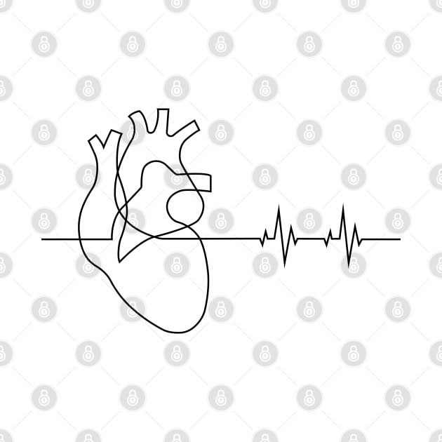 Aesthetic Heart Beating One Line Art Design by medabdallahh8