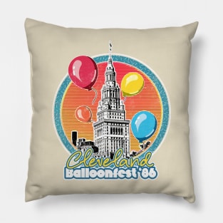 Cleveland Balloonfest 86 / Vintage Style Faded Design Pillow