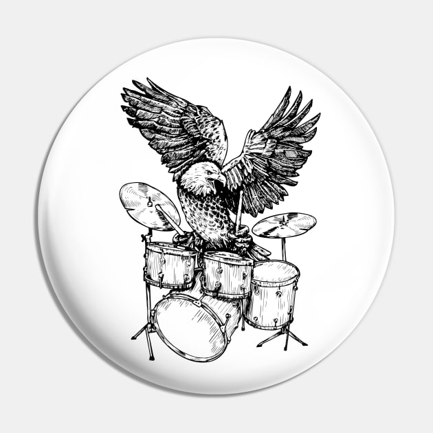 SEEMBO Eagle Playing Drums Musician Drummer Drumming Band Pin by SEEMBO