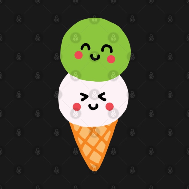 Kawaii Matcha & Vanilla Ice Cream by cheekimori