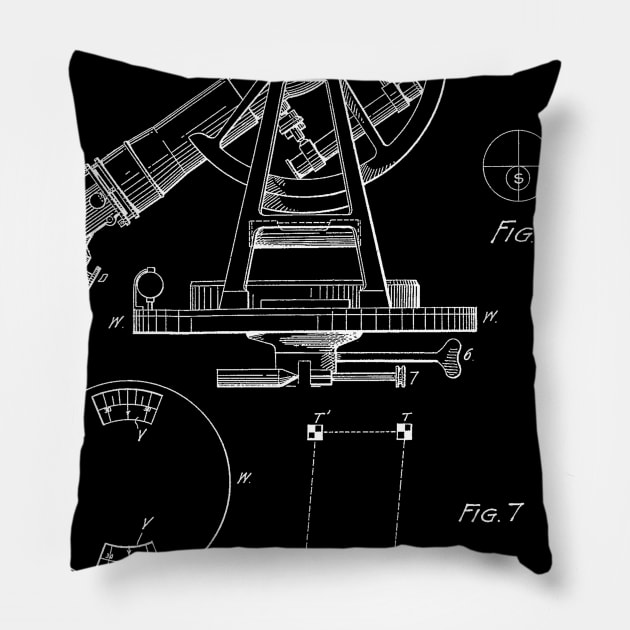 solar attachment for transit instruments Vintage Patent Hand Drawing Pillow by TheYoungDesigns