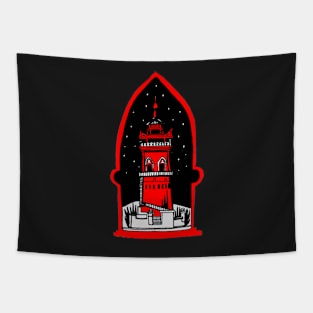 Watch tower in red Tapestry