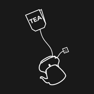 Tea bag and kettle (white print) T-Shirt