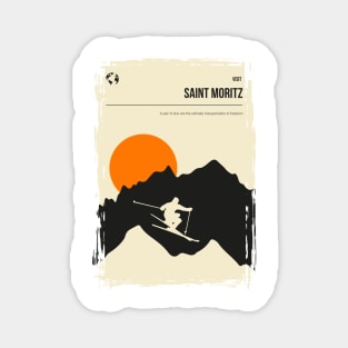Saint Moritz Vintage Minimal Travel Poster Art Magnet