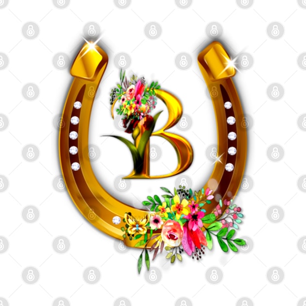 Letter B Name Initial, Horseshoe, Diamond Studs by KC Morcom aka KCM Gems n Bling aka KCM Inspirations