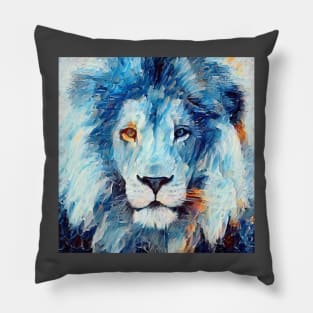 Blue lion painting Pillow