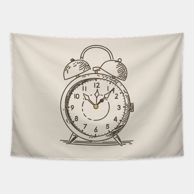 Line art of an Alarm Clock Tapestry by design/you/love