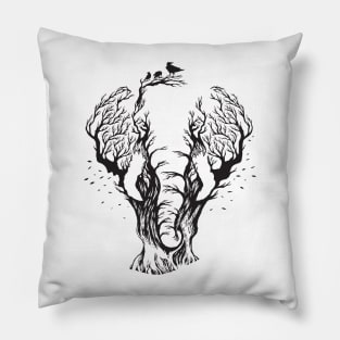 elephant with forest background Pillow