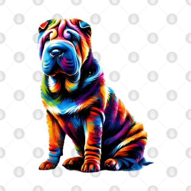 Vibrant Abstract Chinese Shar-Pei Artistic Portrait by ArtRUs