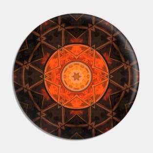 Mosaic Kaleidoscope Flower Orange and Brown Pin