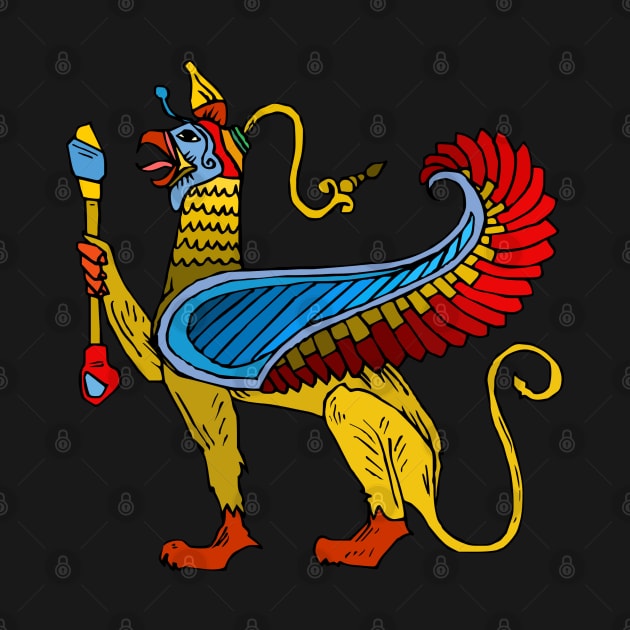 Egyptian Griffin colorful vintage retro design by AltrusianGrace