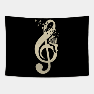 Treble Clef -  Music Accordion - Vintage Tapestry