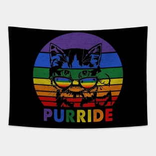 Pride Cat Gay LGBTQ Rainbow Flag Tapestry