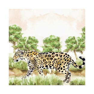 Jaguar Watercolor Art T-Shirt