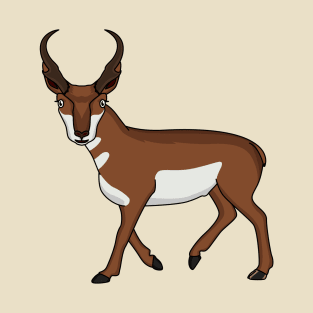 Pronghorn antelope cartoon illustration T-Shirt