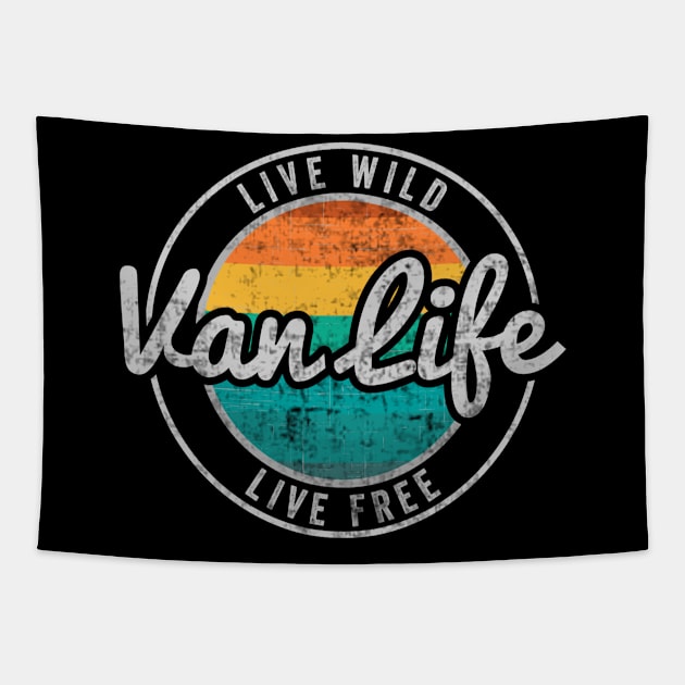 Van Life Retro Vintage Tapestry by Visual Vibes