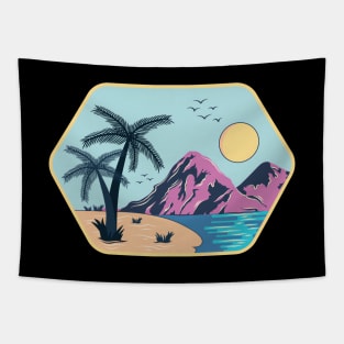 Tropical island with palm trees Tapestry