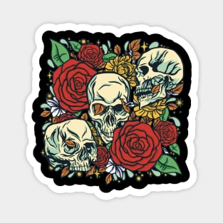 Skulls, Leaves and Roses design Magnet