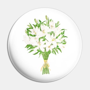 white lily bouquet watercolor Pin
