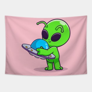 Cute Alien Hug Ufo Toy Cartoon Tapestry