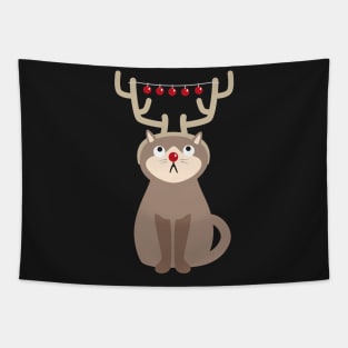 Antler Cat with Shiny Christmas Balls Tapestry