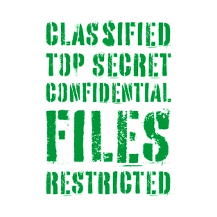 Classified Files Typography Stack (Green) T-Shirt