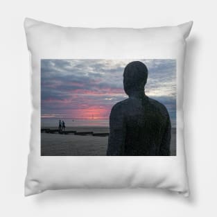 Iron Man at Sunset, Crosby beach Pillow