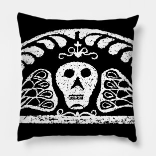 Death's Head Skull Gravestone Rubbing 02 Pillow