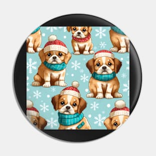 Christmas costume puppies- seamless pattern Pin