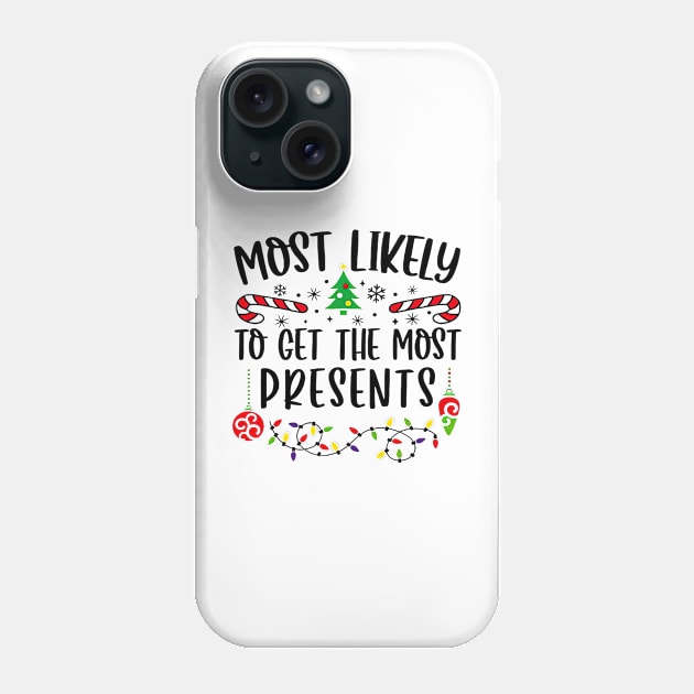 Most Likely To Get The Most Presents Funny Christmas Phone Case by PlumleelaurineArt