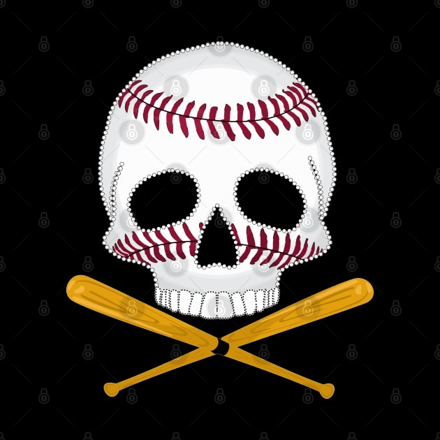 Baseball Skull and Crossed Baseball Bats by Nuletto