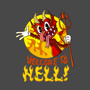 Blackcraft Satan Lucifer Vintage Cartoon Welcome to Hell T-Shirt