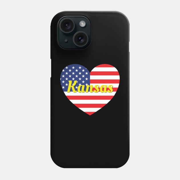 Kansas American Flag Heart Phone Case by DPattonPD