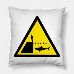 Danger Sharks Sign Pillow