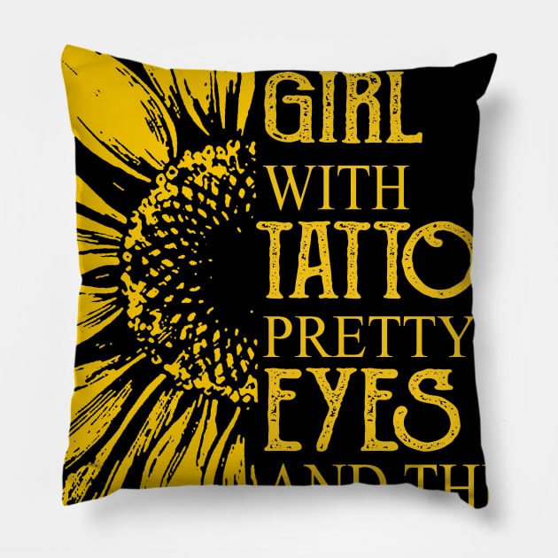 August Girl With Tattoos Pretty Eyes And Thick Thighs Pillow by Rumsa