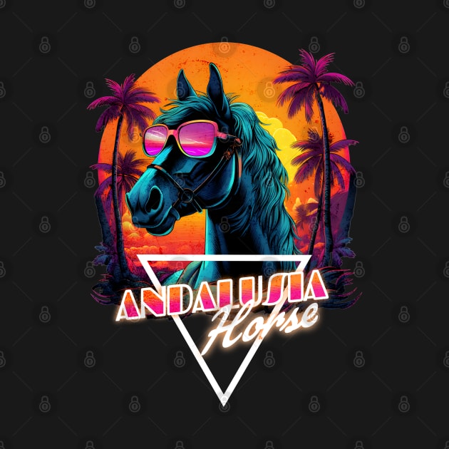 Retro Wave Andalusia Horse Vibes by Miami Neon Designs