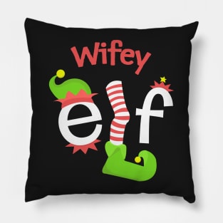 Wifey Elf Matching Family Christmas Tee Pillow