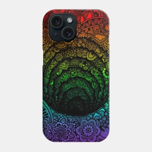 Zentangle Endless Hole with rainbow background Phone Case