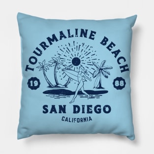 Vintage Tourmaline Beach Surfing // Retro California Beach San Diego 1988 Pillow