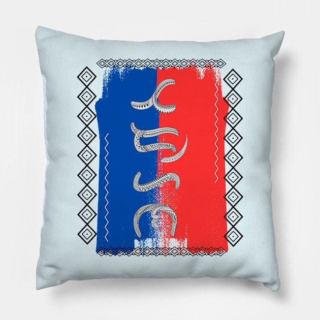 Philippine Flag / Baybayin word Tadhana (Destiny) Pillow by Pirma Pinas