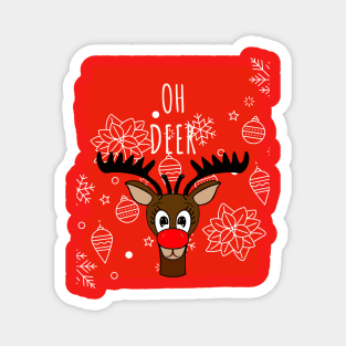 Reindeer Merry Christmas Oh Deer Funny Quote Magnet